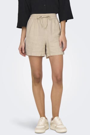 straight high waist casual short crème