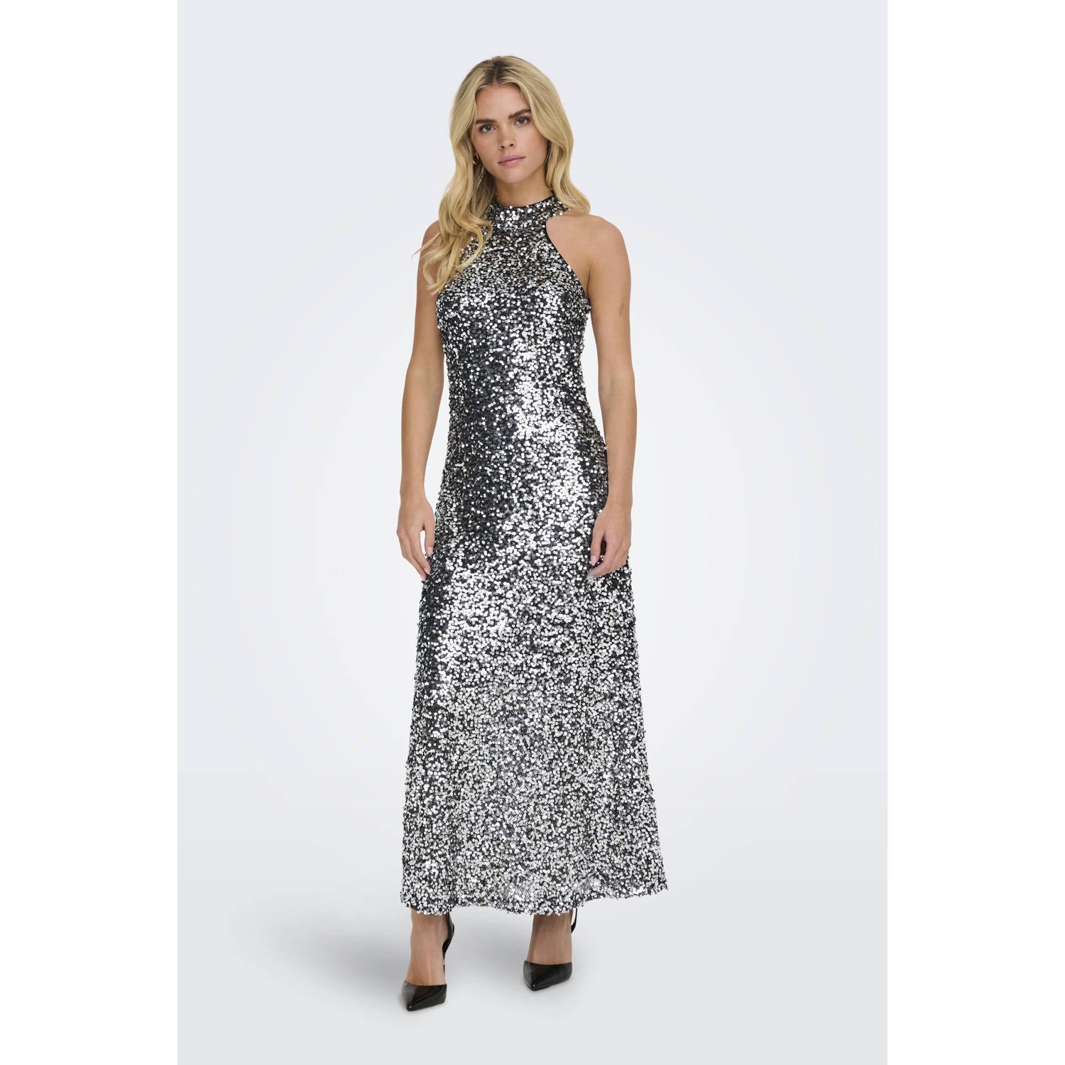 JDY maxi jurk met pailletten zilver