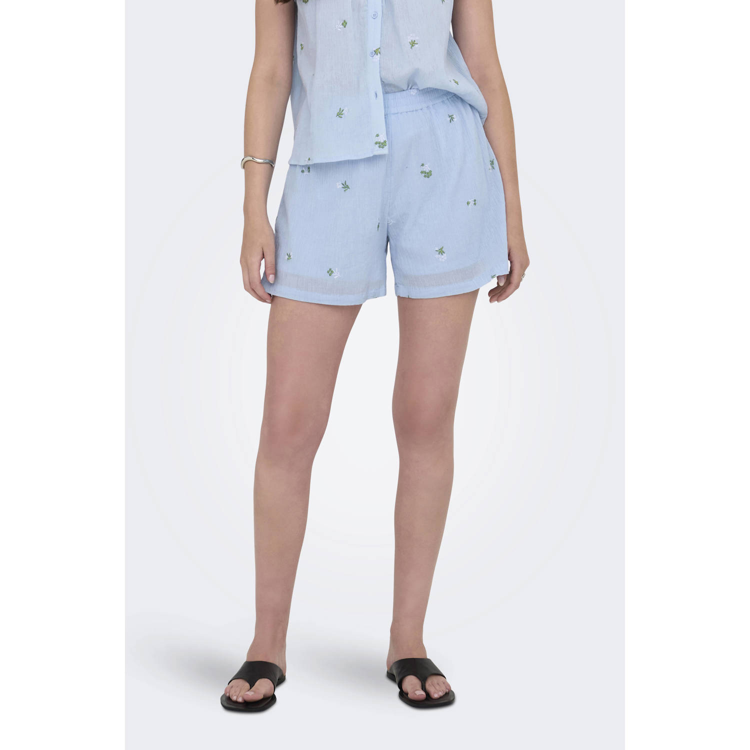 JDY slim regular waist casual short blauw