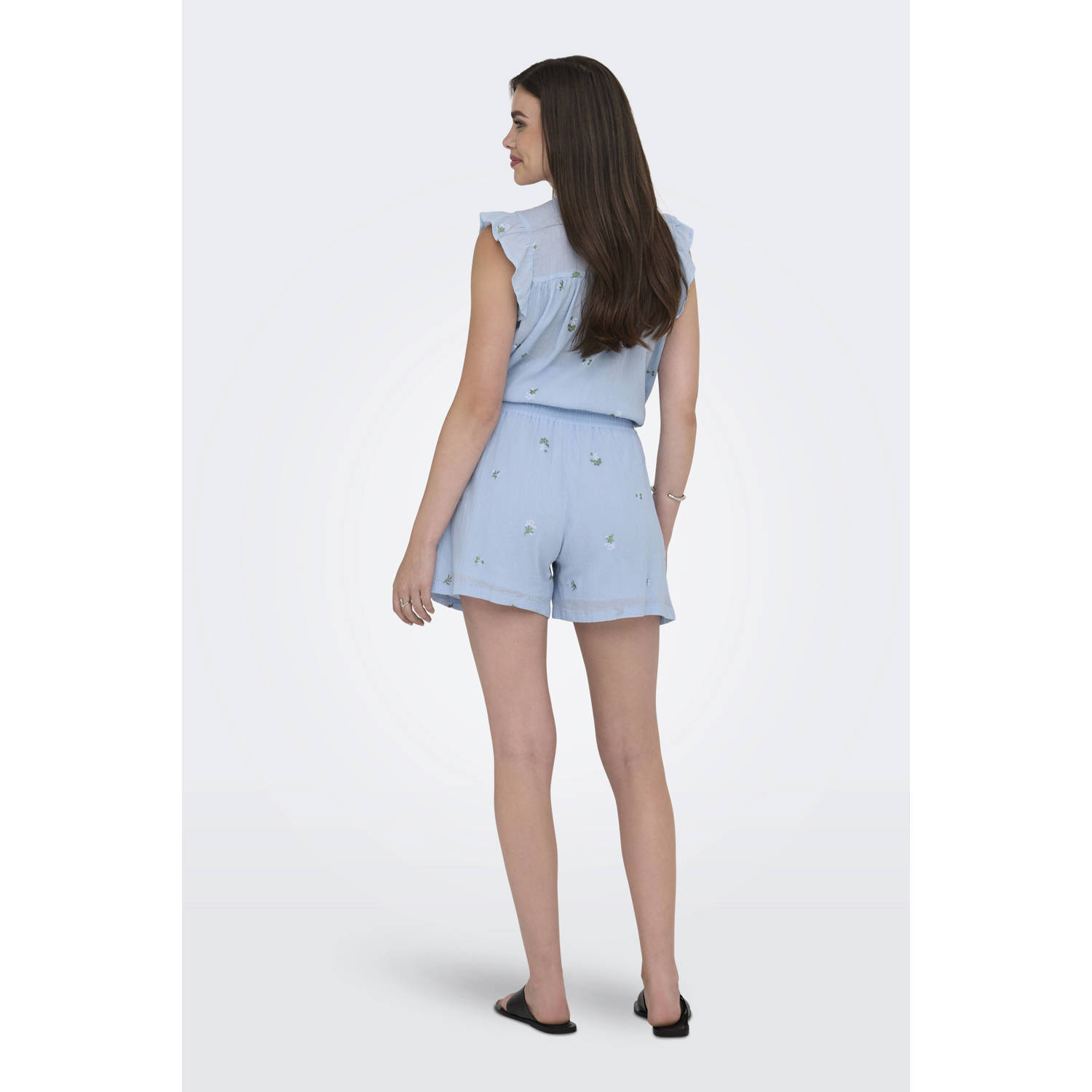 JDY slim regular waist casual short blauw