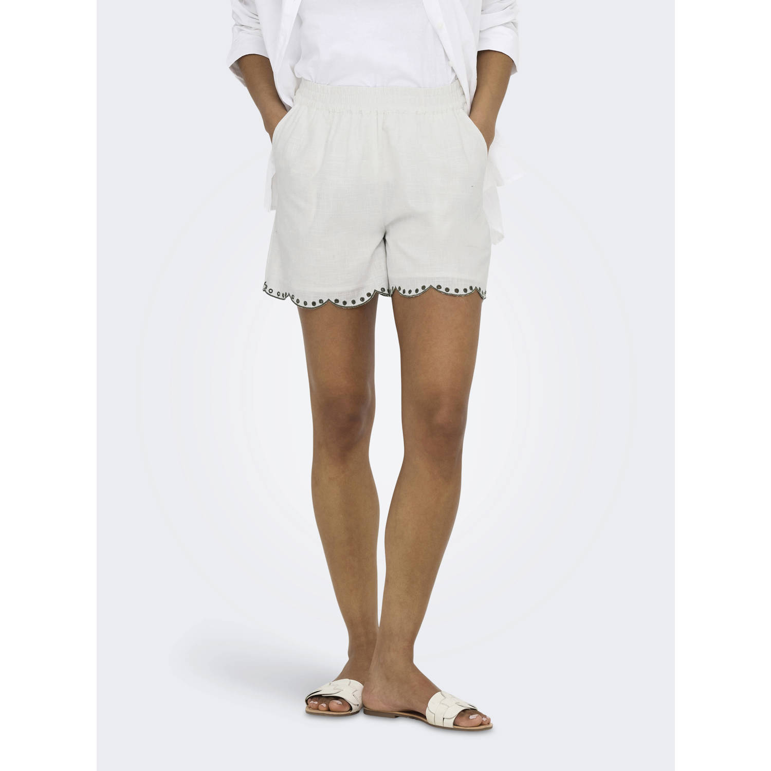 JDY wide leg regular waist casual short ecru
