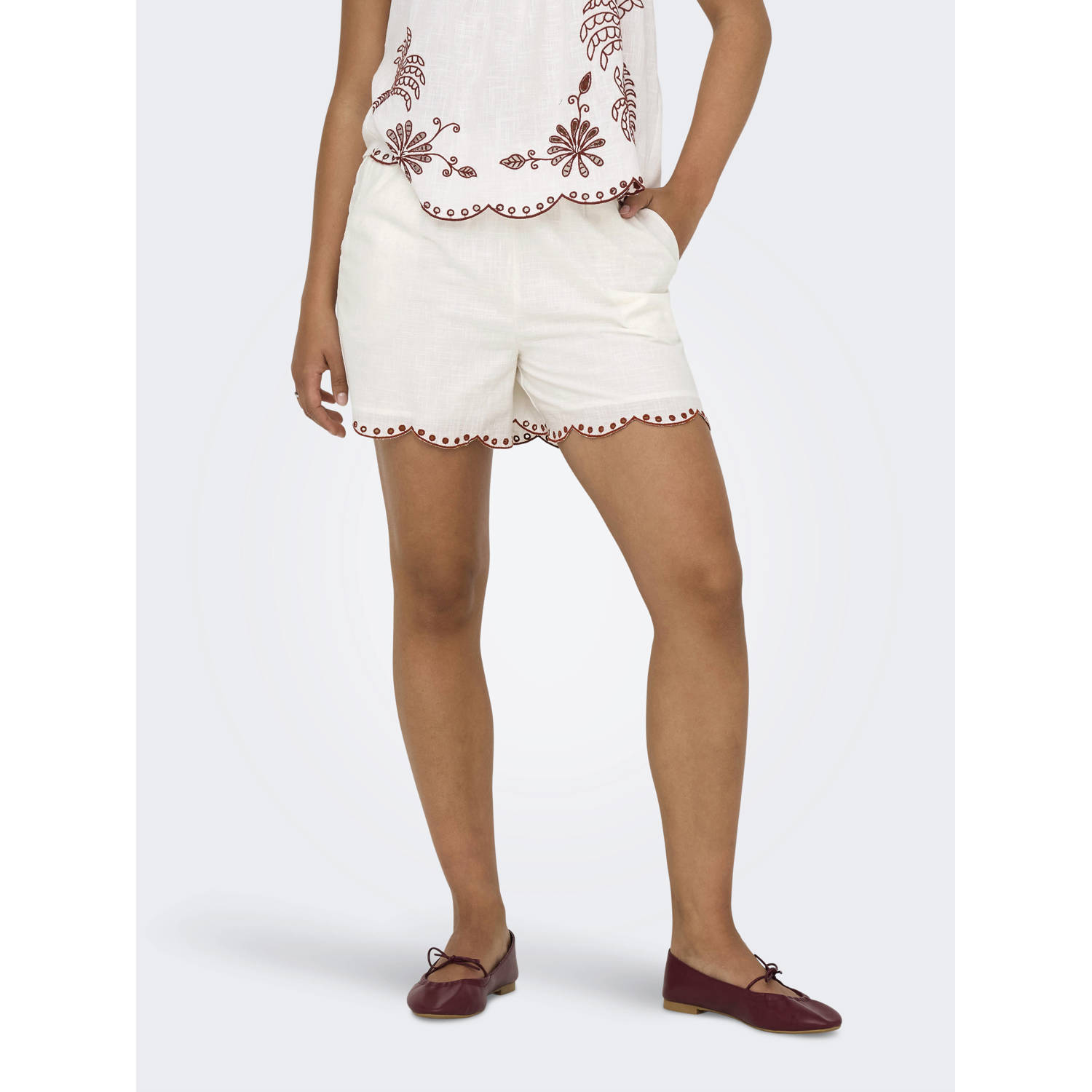 JDY wide leg regular waist casual short ecru