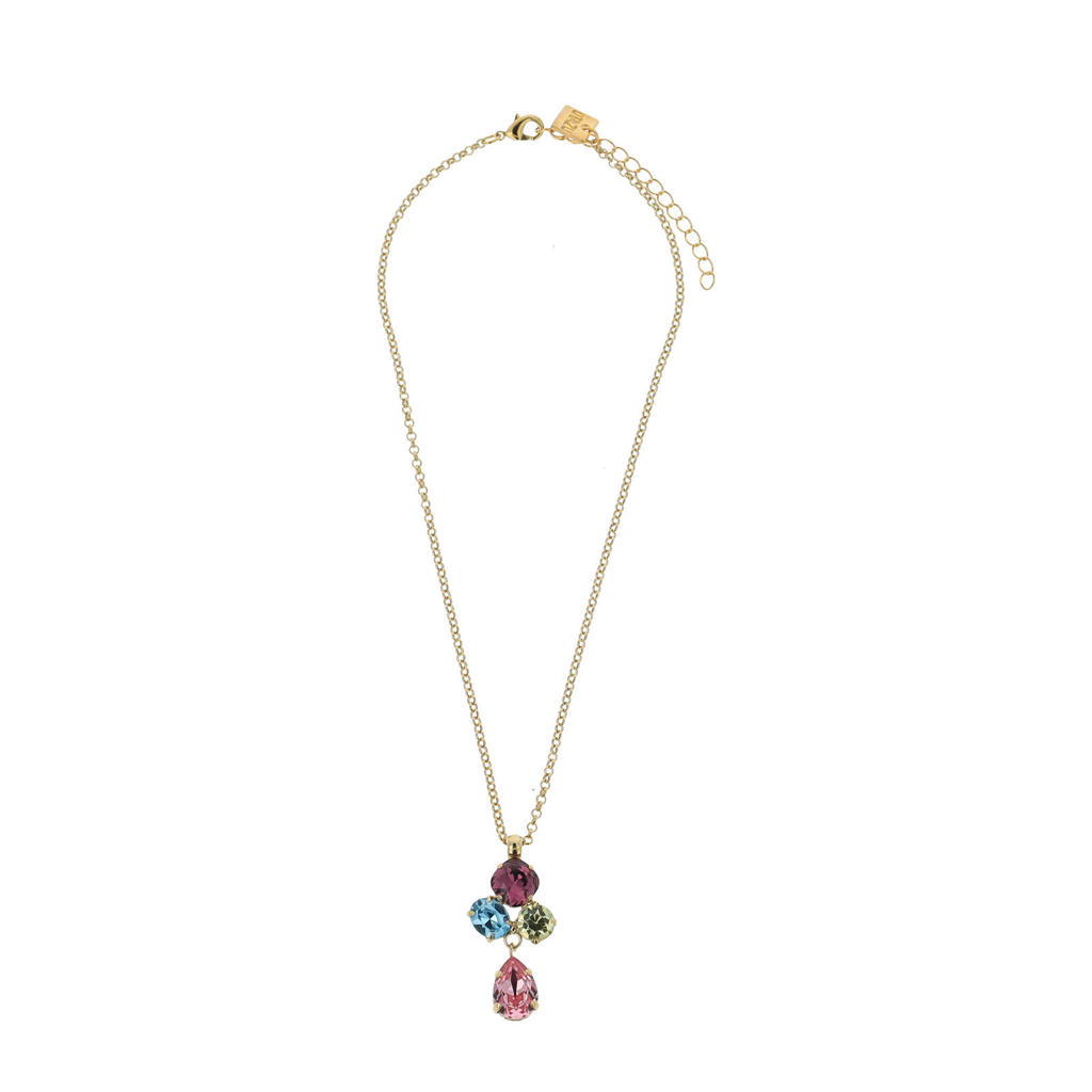 Otazu gold plated ketting met Swarovski kristallen Cally goudkleurig/multi