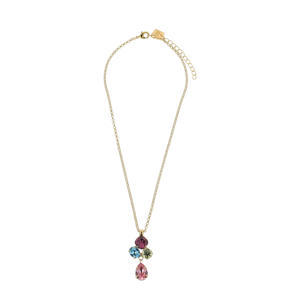 gold plated ketting met Swarovski kristallen Cally goudkleurig/multi