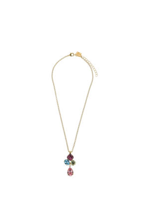 gold plated ketting met Swarovski kristallen Cally goudkleurig/multi