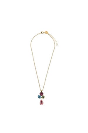 gold plated ketting met Swarovski kristallen Cally goudkleurig/multi
