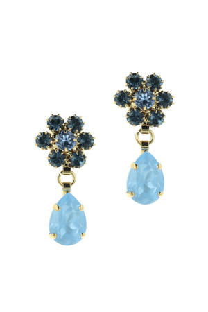 gold plated oorbellen met Swarovski kristallen Myrte Light Blue