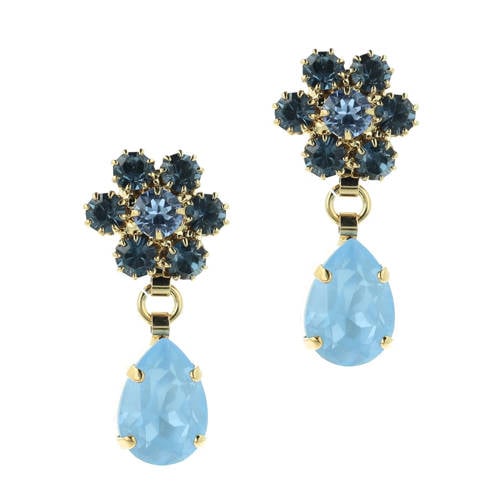 Otazu gold plated oorbellen met Swarovski kristallen Myrte Light Blue afbeelding