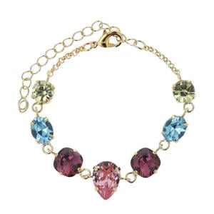 gold plated armband met Swarovski kristallen Cally goudkleurig/multi