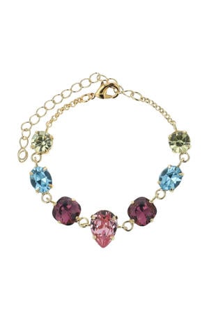 gold plated armband met Swarovski kristallen Cally goudkleurig/multi
