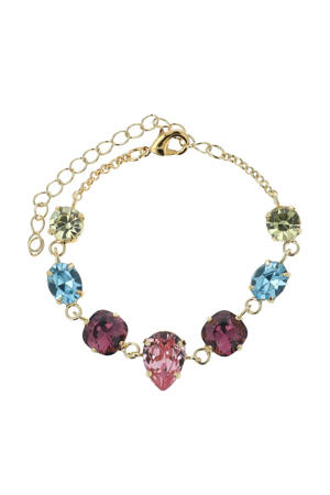 gold plated armband met Swarovski kristallen Cally goudkleurig/multi