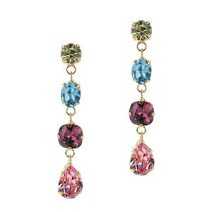 gold plated oorbellen met Swarovski kristallen Cally goudkleurig/multi