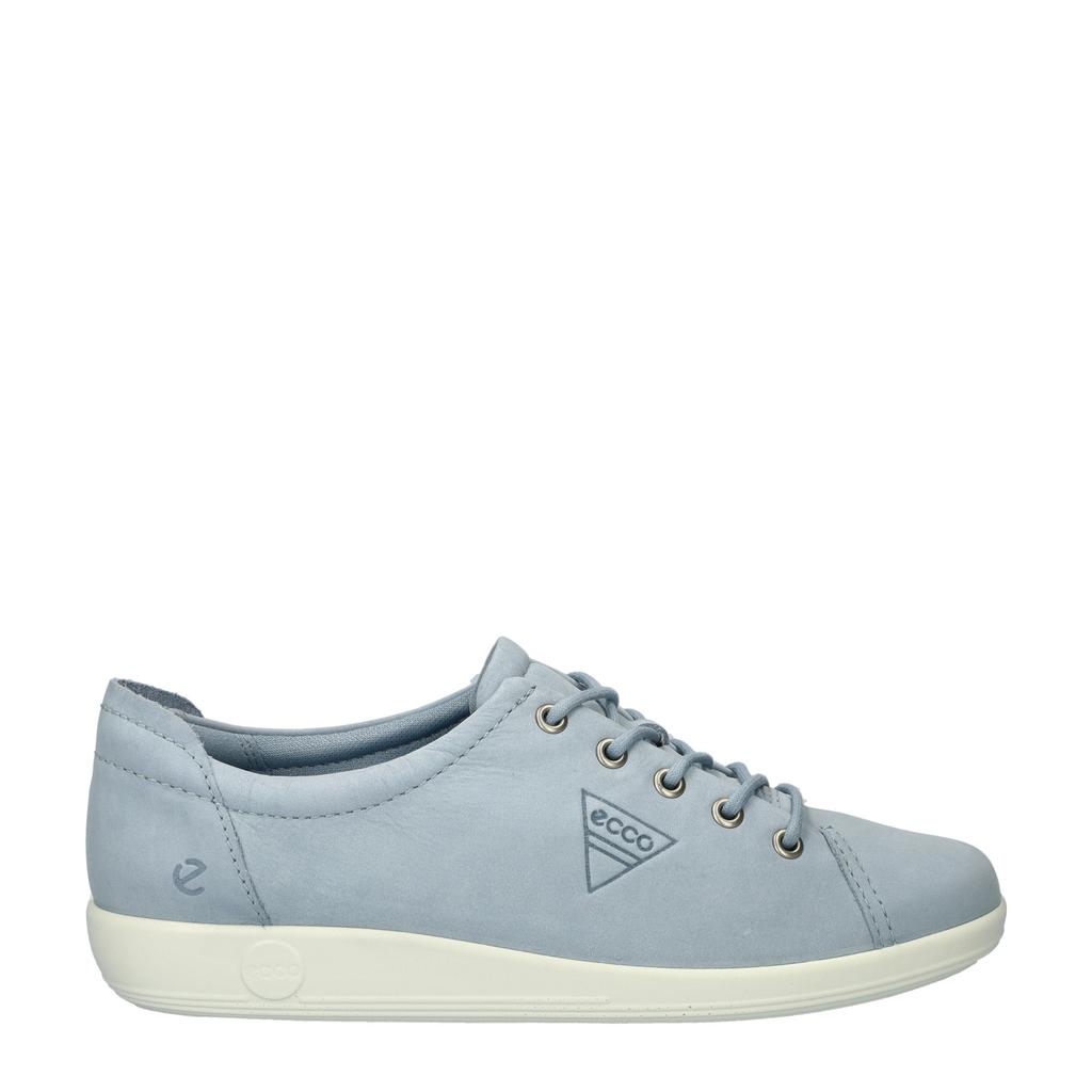 Lichtblauwe dames Ecco Soft 2.0 nubuck veterschoenen