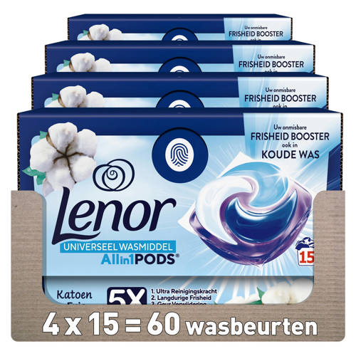 Lenor PODS Wascapsules Katoen Fris - 4 x 15 Wasbeurten - 60 wasbeurten afbeelding