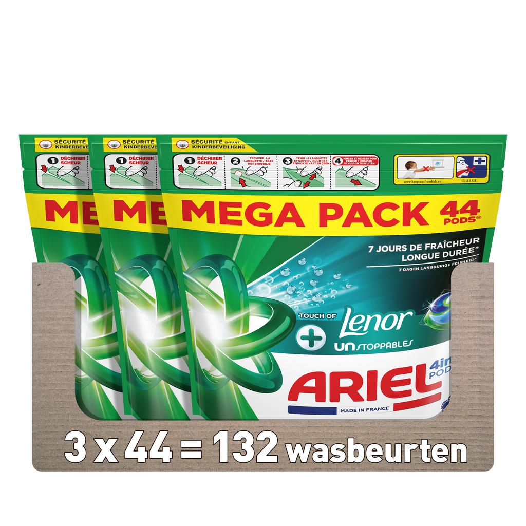 Ariel 4in1 PODS +Touch Of Lenor UNS Wasmiddelcapsules - 3 x 44 wasbeurten - 132 wasbeurten