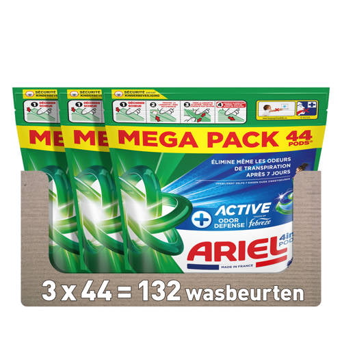 Ariel 4in1 PODS +Actieve Geurbestrijding Wasmiddelcapsules - 3 x 44 Wasbeurten - 132 wasbeurten afbeelding