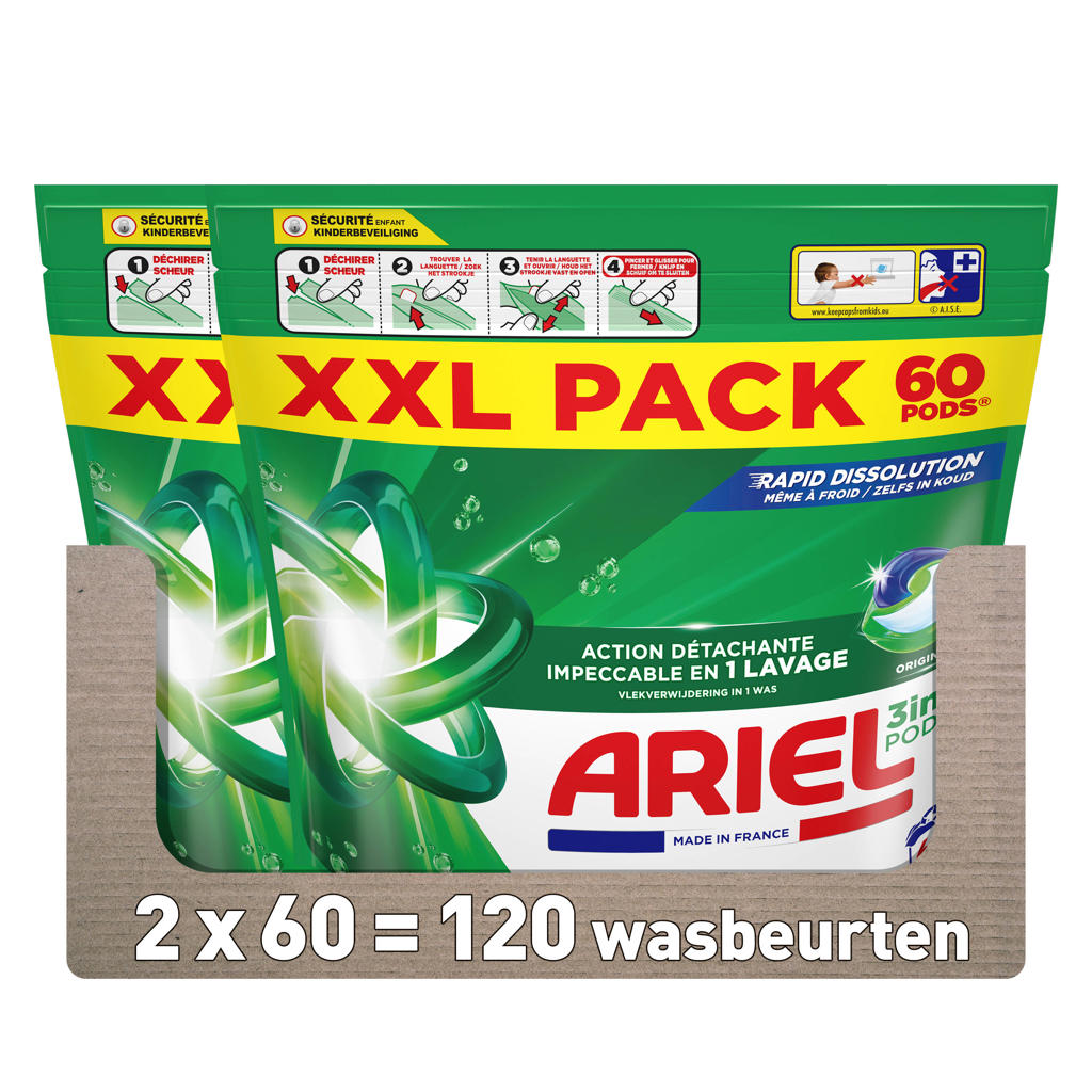 Ariel 3in1 PODS Wasmiddelcapsules Original - 2 x 60 Wasbeurten - 120 wasbeurten