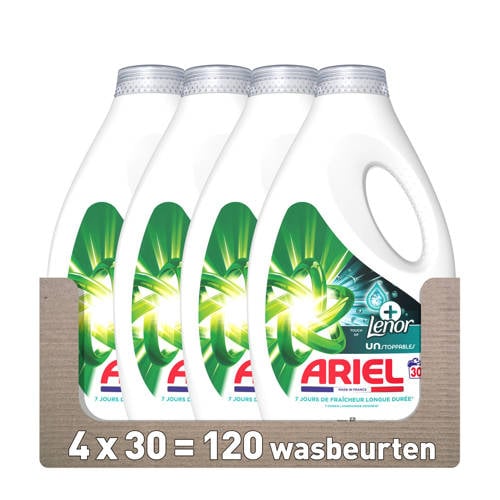 Ariel Vloeibaar Wasmiddel +Touch Van Lenor Unstoppables - 4 x 30 Wasbeurten - 120 wasbeurten afbeelding