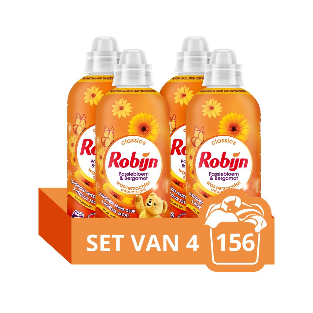Robijn Classics Passiebloem & Bergamot wasverzachter - 4 x 39 wasbeurten - 156 wasbeurten