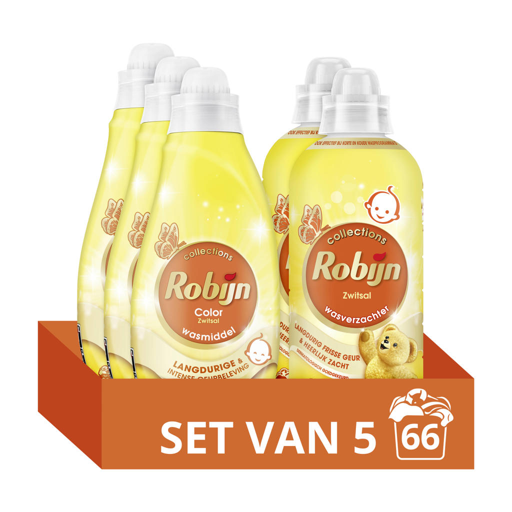 Robijn Perfect Match Zwitsal wasmiddel + wasverzachter pakket - 5 stuks - 66 wasbeurten