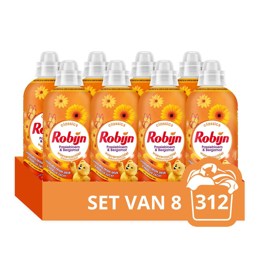 Robijn Classics Passiebloem & Bergamot wasverzachter - 8 x 39 wasbeurten - 312 wasbeurten