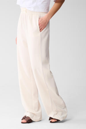 wide leg high waist casual broek ecru