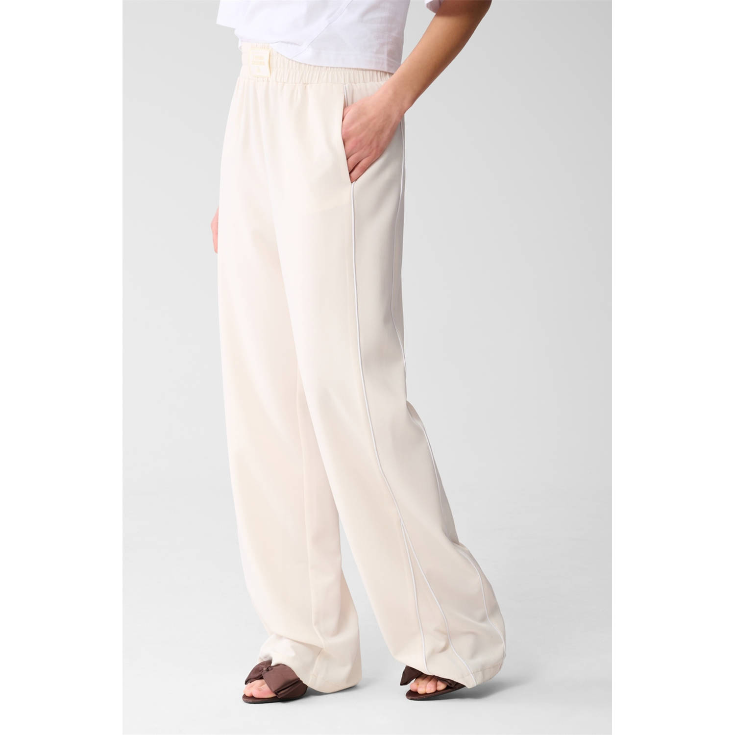 Shoeby wide leg high waist casual broek ecru