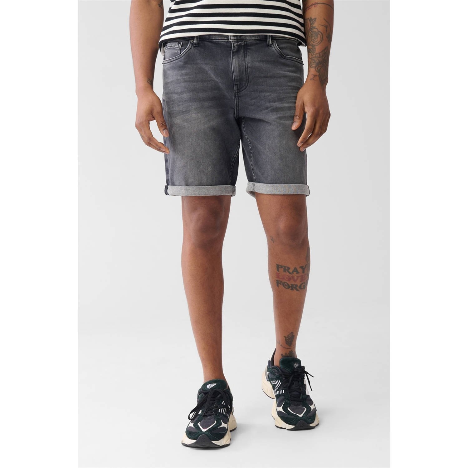 Shoeby denim regular denim short grijs