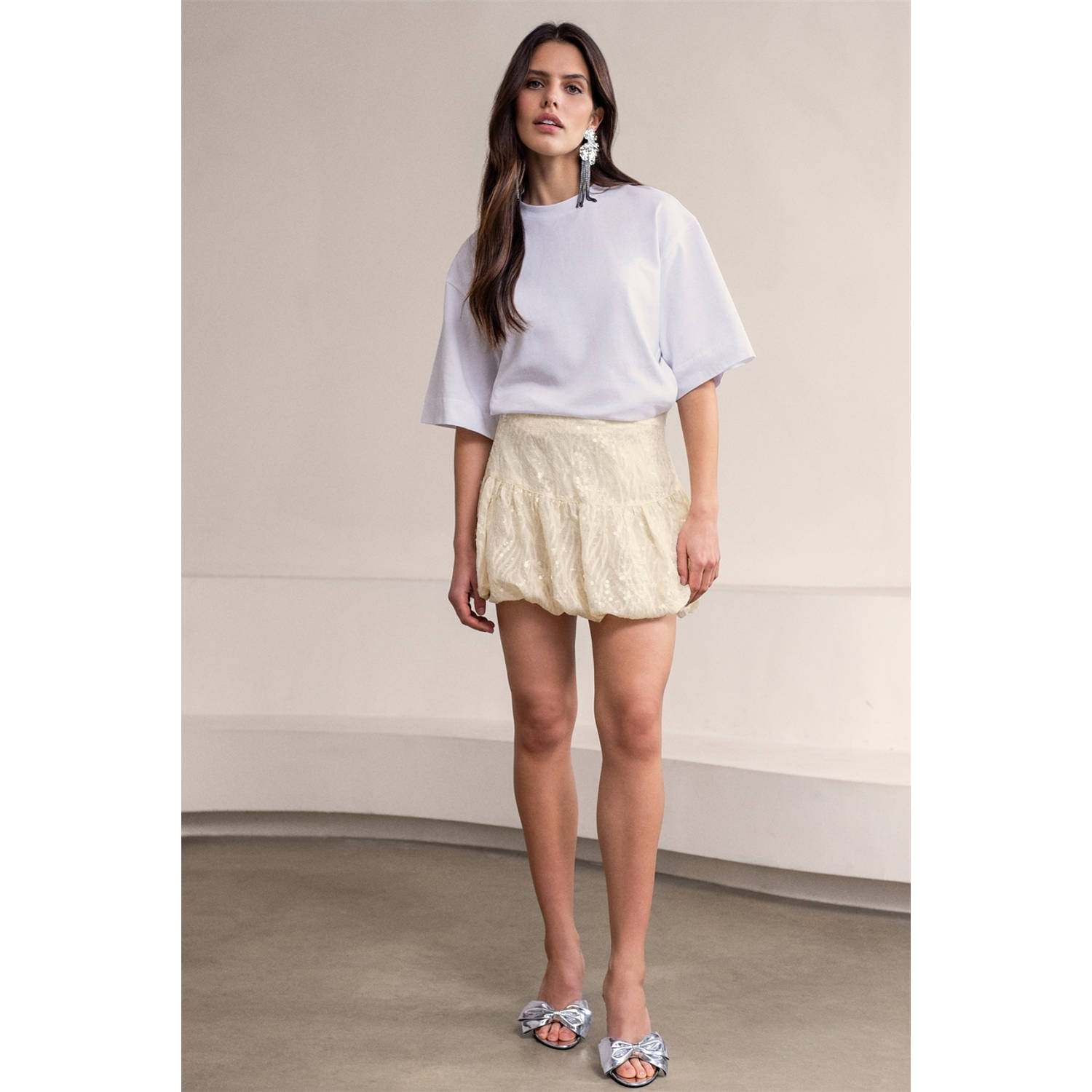 Shoeby mini rok met pailletten ecru