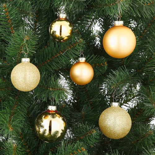 Mica Decorations Kerstballen glas goud - 42 stuks (ø7 cm) afbeelding