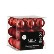 thumbnail: Mica Decorations Kerstballen onbreekbaar rood - 27 stuks  (ø8 cm)