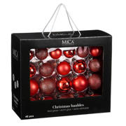 thumbnail: Mica Decorations Kerstballen glas rood - 42 stuks  (ø7 cm)