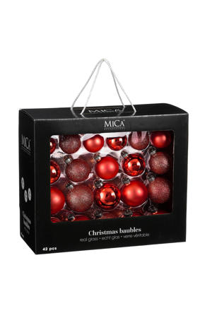 Kerstballen glas rood - 42 stuks  (ø7 cm)