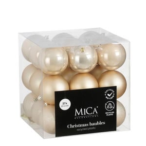 Kerstballen onbreekbaar crème - 27 stuks (ø8 cm)
