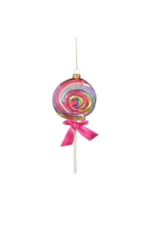 kerstornament lolly - glas - roze