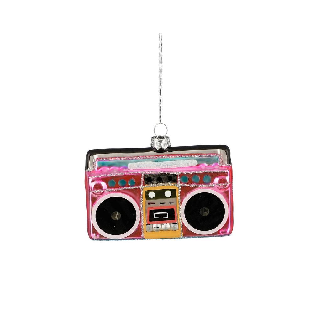 Mica Decorations kerstornament radio - glas - roze
