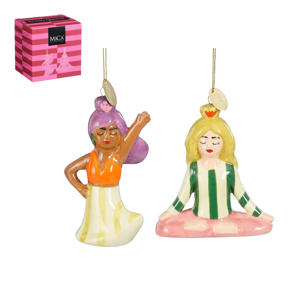 kerstornament cadeau set meisje (2 stuks)