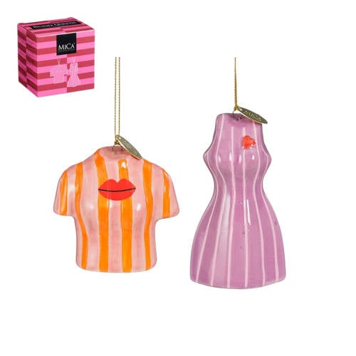 Mica Decorations kerstornament cadeau set - jurk - t-shirt (2 stuks) afbeelding