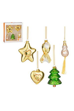 kerstornament glas - goud (5 stuks)