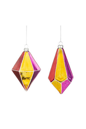 kerstornament druppel - glas - rood (2 stuks)