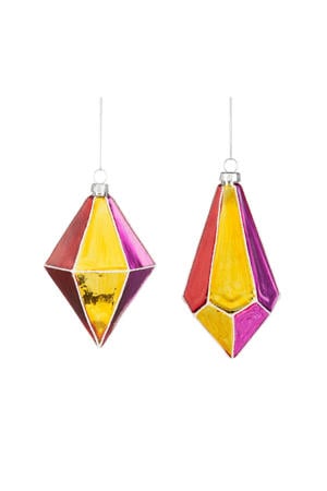 kerstornament druppel - glas - rood (2 stuks)