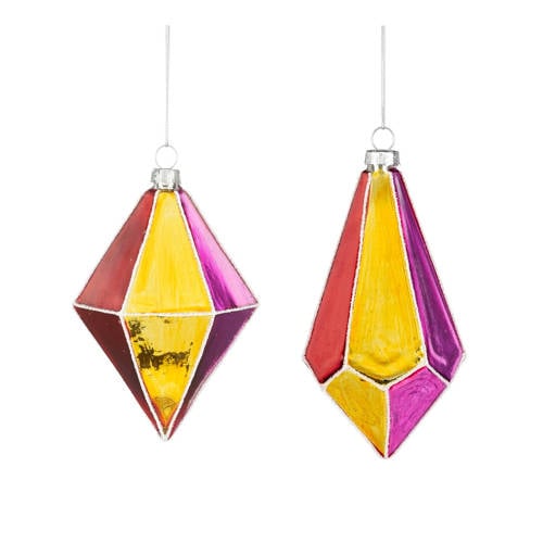 Mica Decorations kerstornament druppel - glas - rood (2 stuks) afbeelding