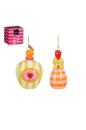 kerstornament cadeau set - parfumfles - champagnefles (2 stuks)