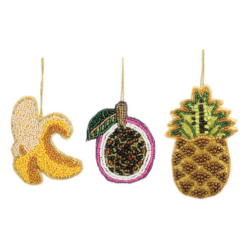 Mica Decorations kerstornament fruit - geel paars groen (3 stuks) afbeelding