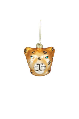 kerstornament luipaard - glas -  geel