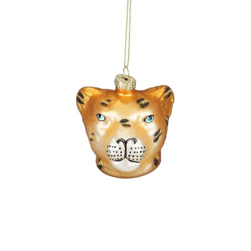 Mica Decorations kerstornament luipaard - glas - geel afbeelding