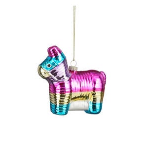 kerstornament piniata - glas - fuchsia