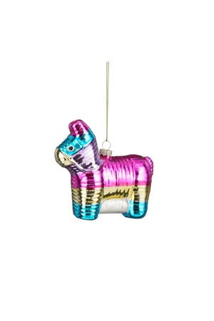 kerstornament piniata - glas - fuchsia