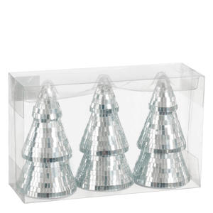 kerstornament spiegel boom zilver (3 stuks)