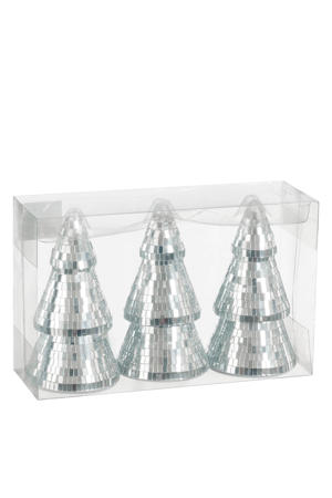 kerstornament spiegel boom zilver (3 stuks)